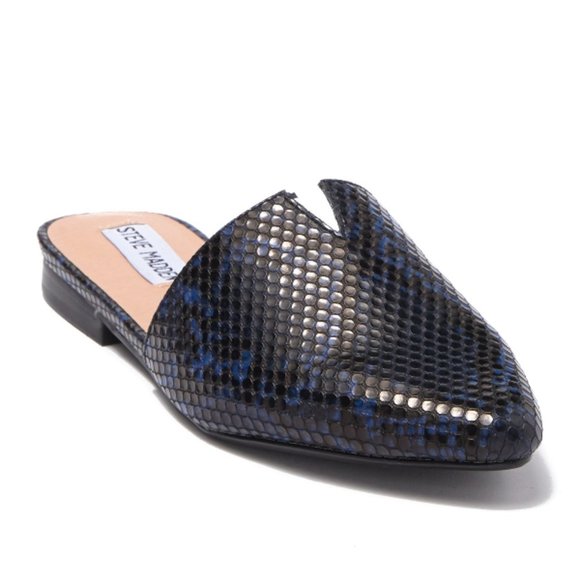 Steve Madden Shoes - Steve Madden Blue Snakeskin Ally Slip On Mules 7.5
